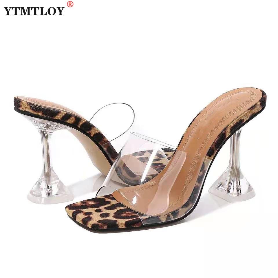 Leopard Print Open Toe High Heel Shoes - My She Shop