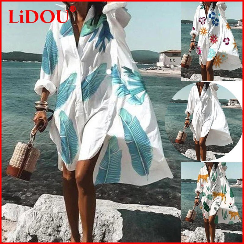 LIDOU Poly-Cotton Blend Befree Beach Cruise Coverup Dress - My She Shop