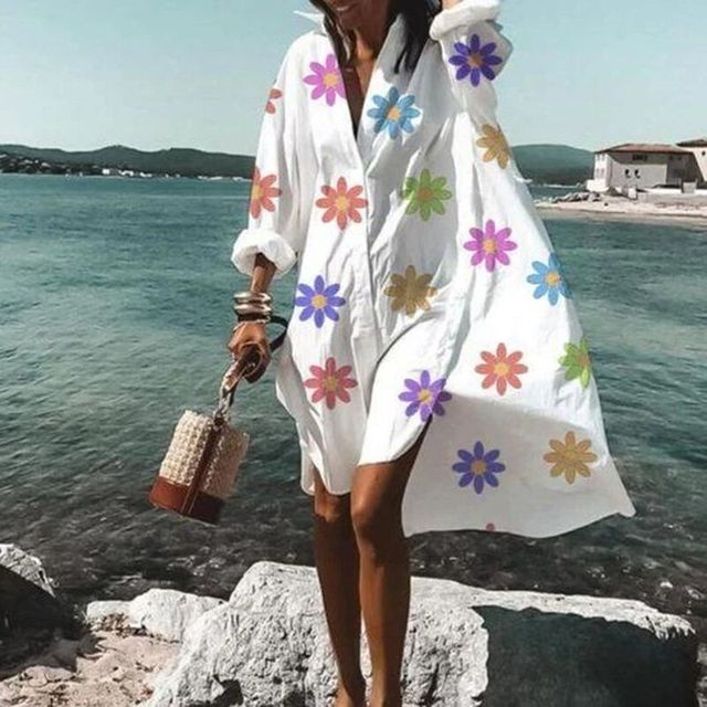 LIDOU Poly-Cotton Blend Befree Beach Cruise Coverup Dress - My She Shop