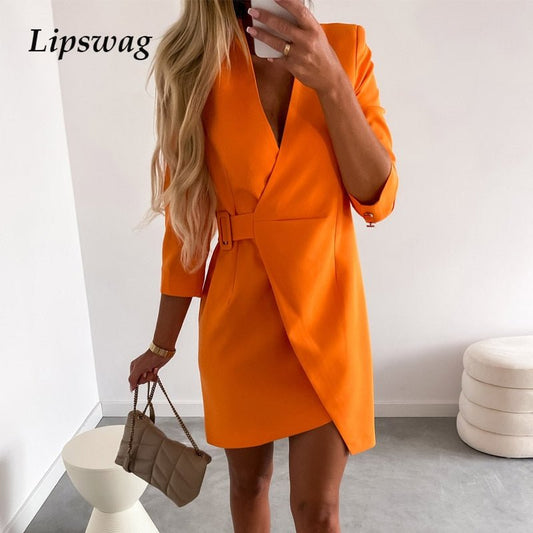 LIPSWAG Loveliness V-Neck Side Belt Dress - My She Shop