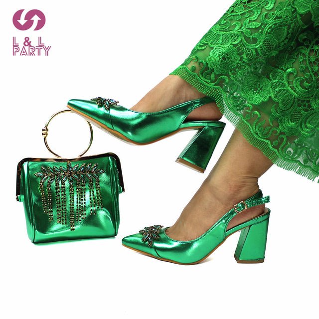 L&L Party Slingback Multi-Style Heel Shoes with Matching Bag - My She Shop