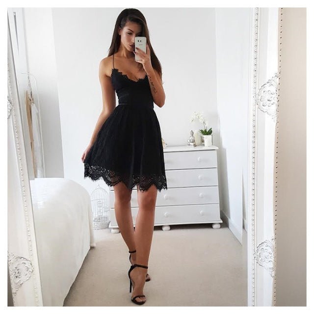 LOSSKY Lace Sleeveless Mini Dress - My She Shop