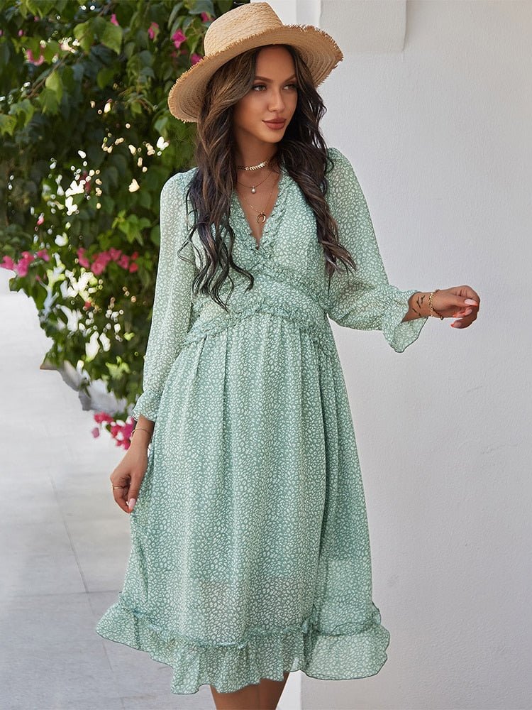 LOSSKY Lovely Chiffon Ruffle Dress - My She Shop