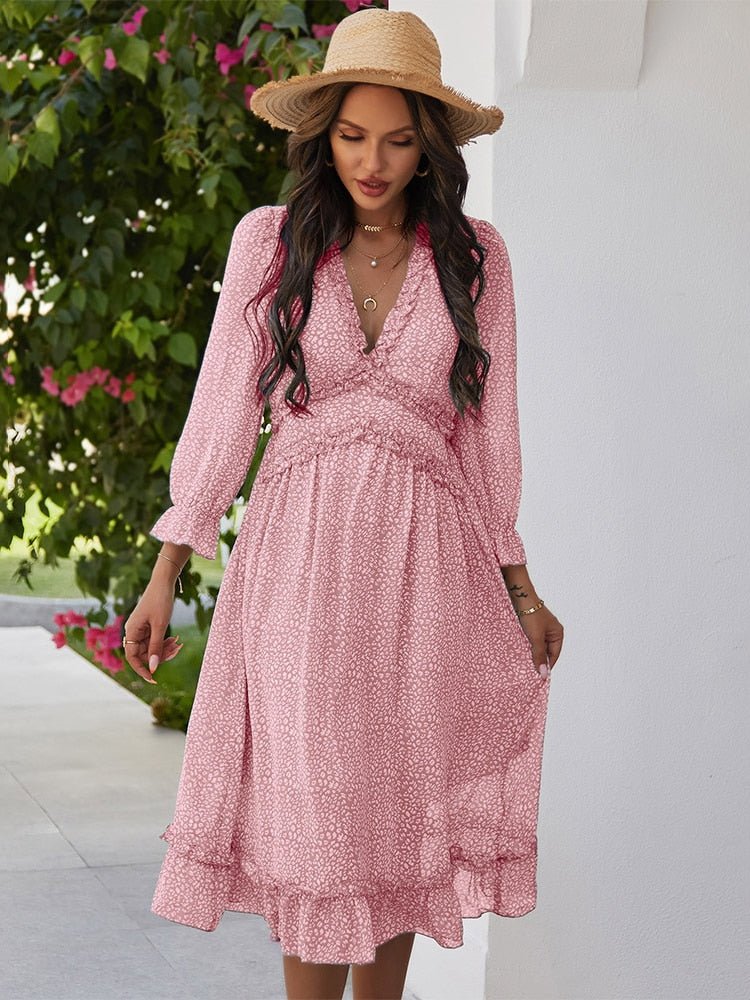 LOSSKY Lovely Chiffon Ruffle Dress - My She Shop