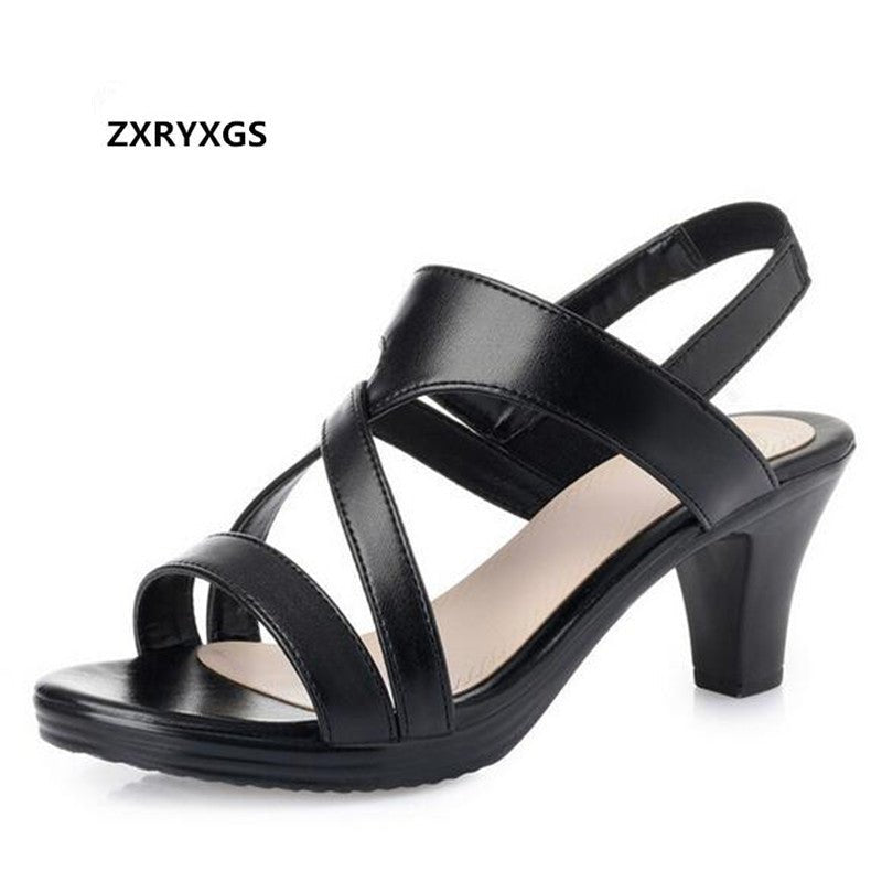 Lovely Leather Strappy Sandal Shoes - My She Shop