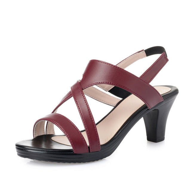 Lovely Leather Strappy Sandal Shoes - My She Shop