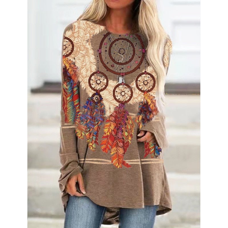 Lovely Loose Long Sleeve Long Length Pullover Top - My She Shop