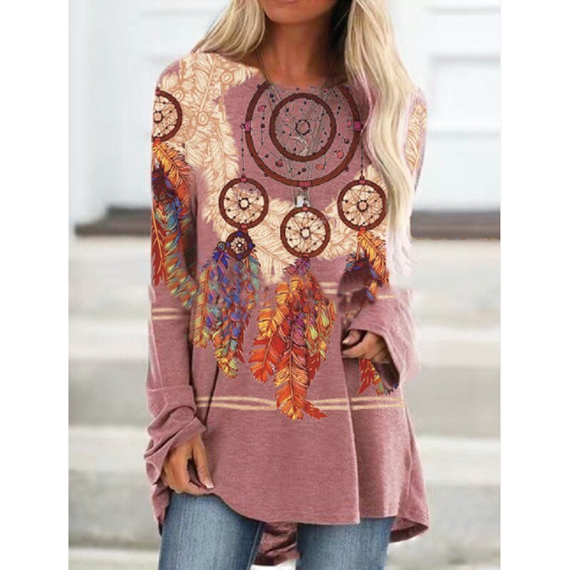 Lovely Loose Long Sleeve Long Length Pullover Top - My She Shop