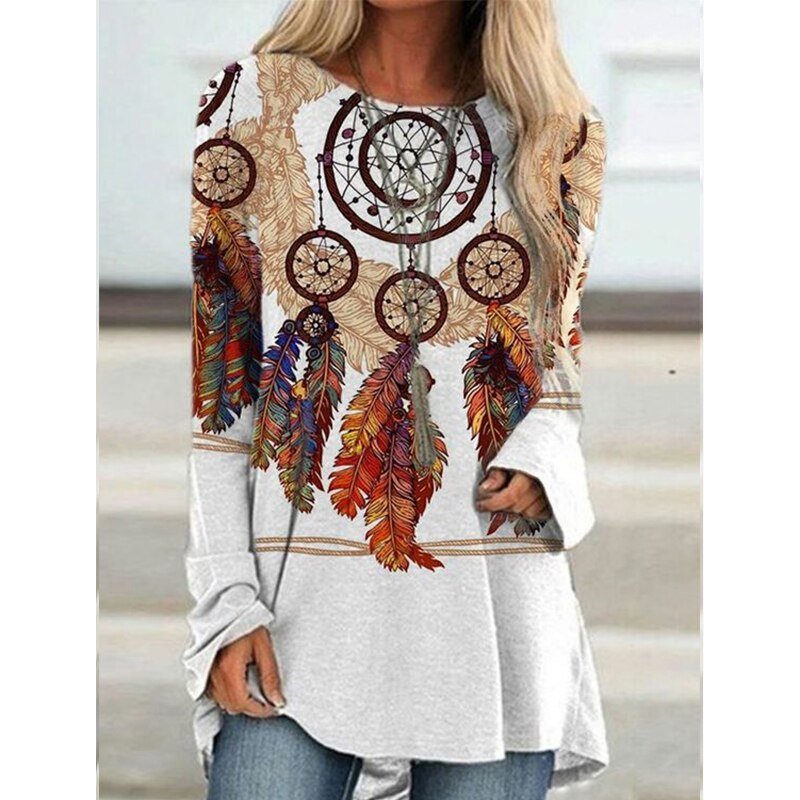 Lovely Loose Long Sleeve Long Length Pullover Top - My She Shop