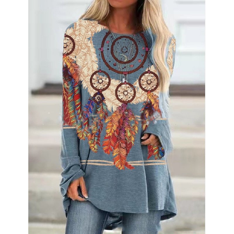 Lovely Loose Long Sleeve Long Length Pullover Top - My She Shop