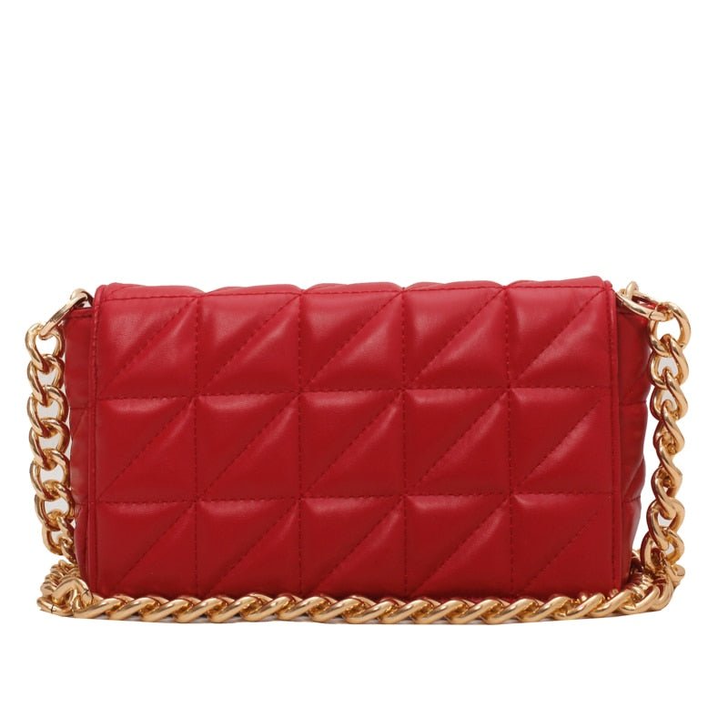 Lovely Quilted Clutch Metal Chain Strap Handbag Shoulder Bag - My She Shop