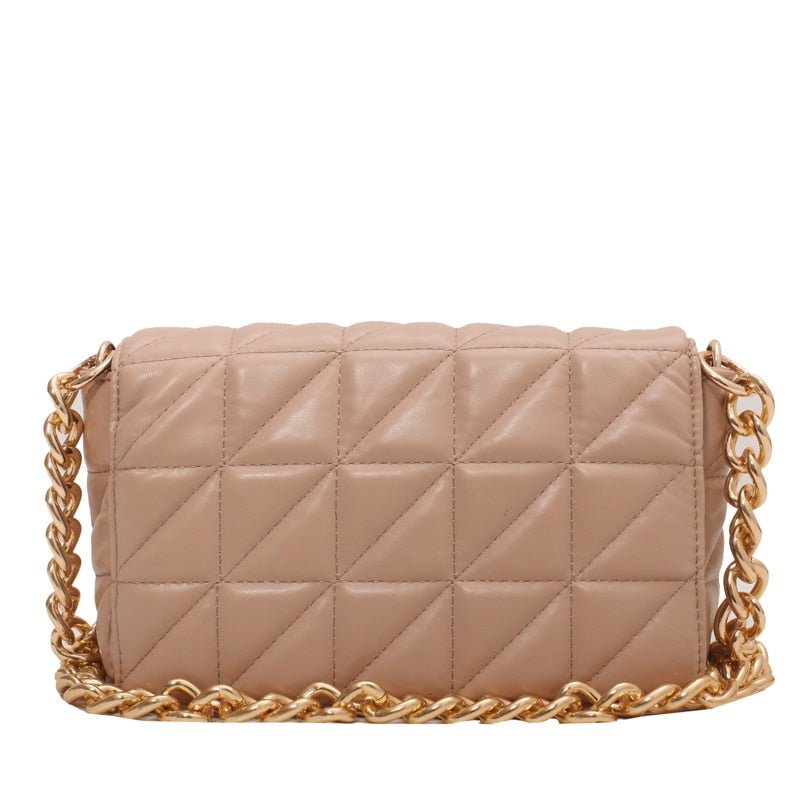 Lovely Quilted Clutch Metal Chain Strap Handbag Shoulder Bag - My She Shop