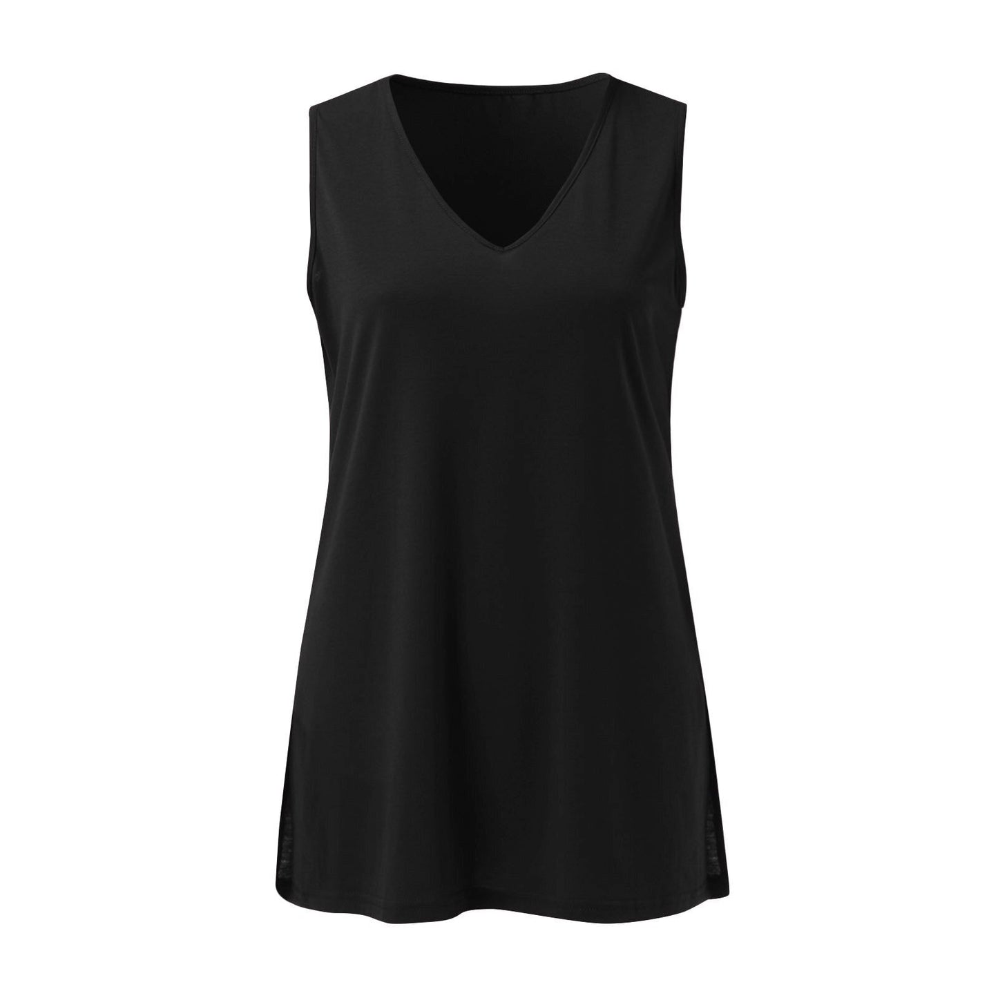 Lovely Sleeveless Poly-Spandex Side Slit Top - My She Shop