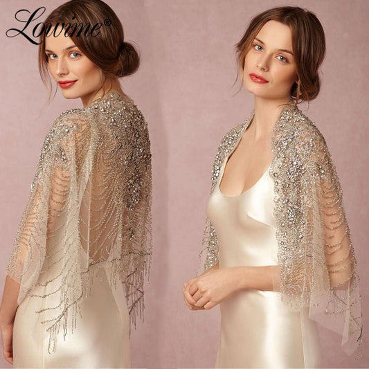 LOWIME Couture Crystal Beaded Bolero Jacket - My She Shop