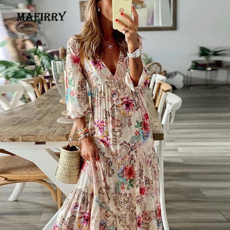 MAFIRRY Magnificent Boho Style Multi-Choice Sleeve Dress - My She Shop