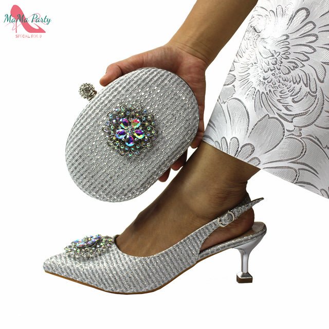 MAMA PARTY Exquisitely Pointed Slingback Shoes with Matching Bag - My She Shop