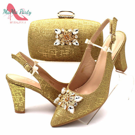 MAMA PARTY High Quality Crystal Bling Design Shoes with Matching Bag - My She Shop