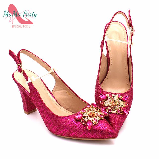 MAMA PARTY High Quality Crystal Bling Design Shoes with Matching Bag - My She Shop