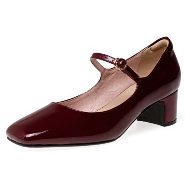 Marvelous Mary Jane Style Patent Leather Square Toe and Heel Shoes - My She Shop