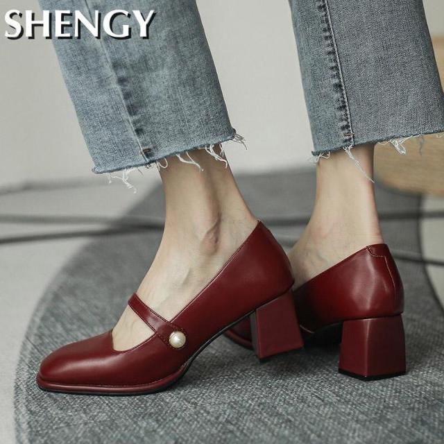 Marvelous Mary Jane Style Patent Leather Square Toe and Heel Shoes - My She Shop