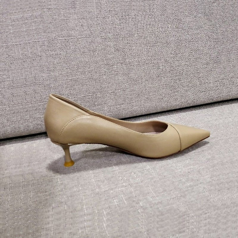 Modern Low Heel with Leather Stitch Pointed Toe Shoes - My She Shop