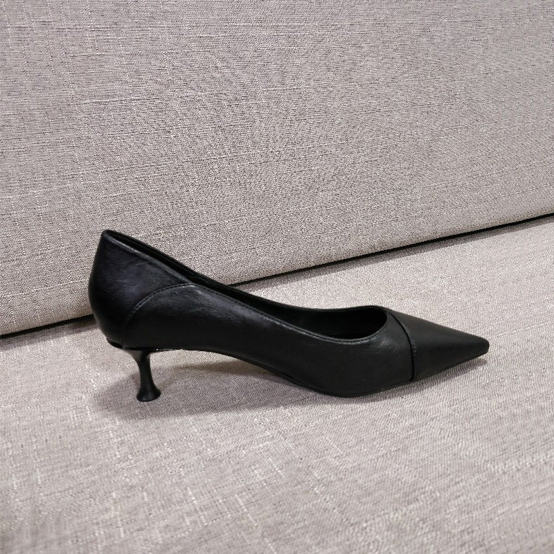 Modern Low Heel with Leather Stitch Pointed Toe Shoes - My She Shop