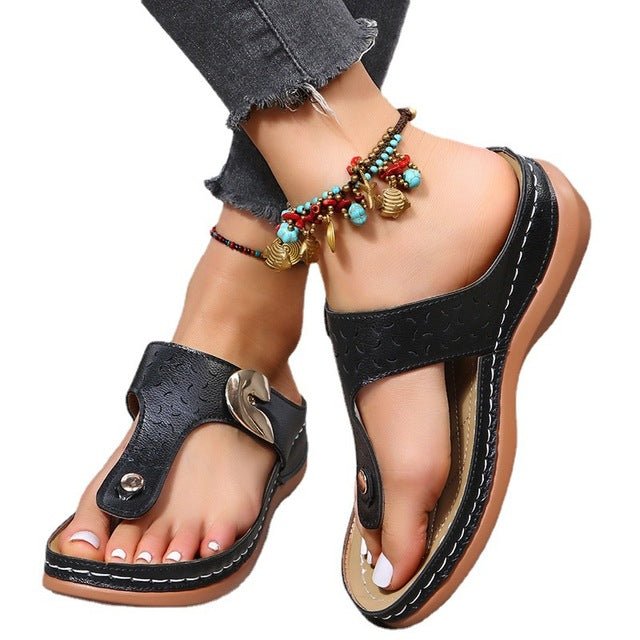 MOONBIFFY Peppy Premium Open Toe Anti-slip Leather Multi-Choice Sandal Shoes - My She Shop