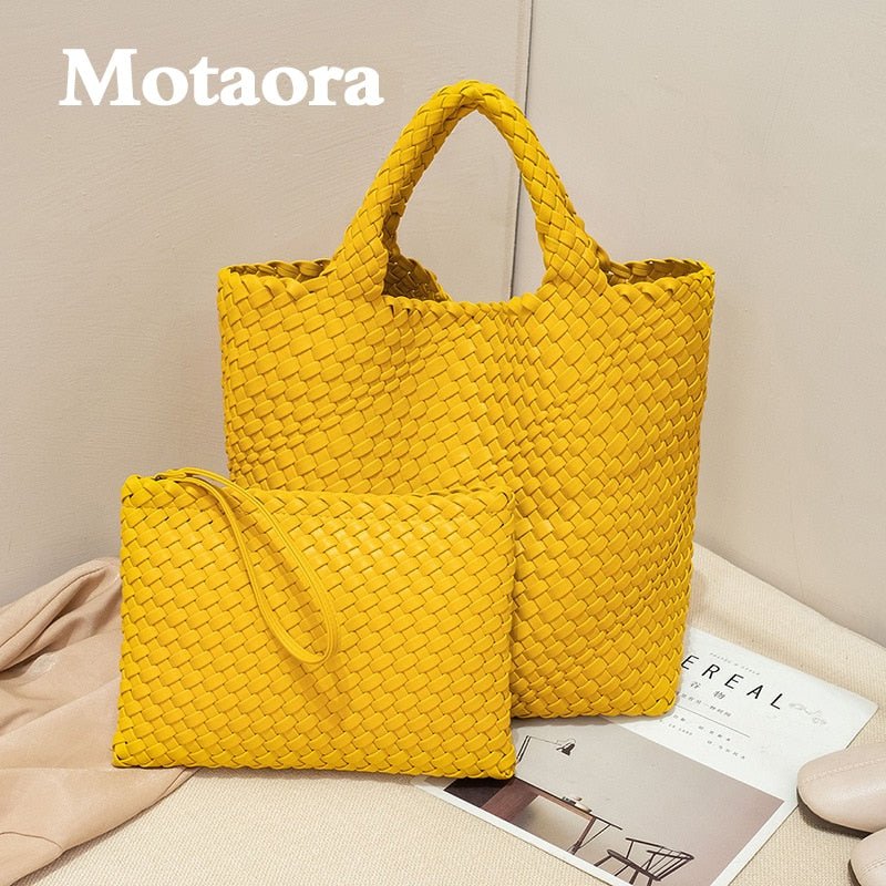 MOTAORA Wonderful Woven Large Capacity Tote with Matching Cosmetic Bag - My She Shop