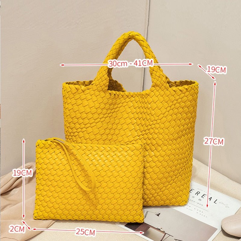 MOTAORA Wonderful Woven Large Capacity Tote with Matching Cosmetic Bag - My She Shop