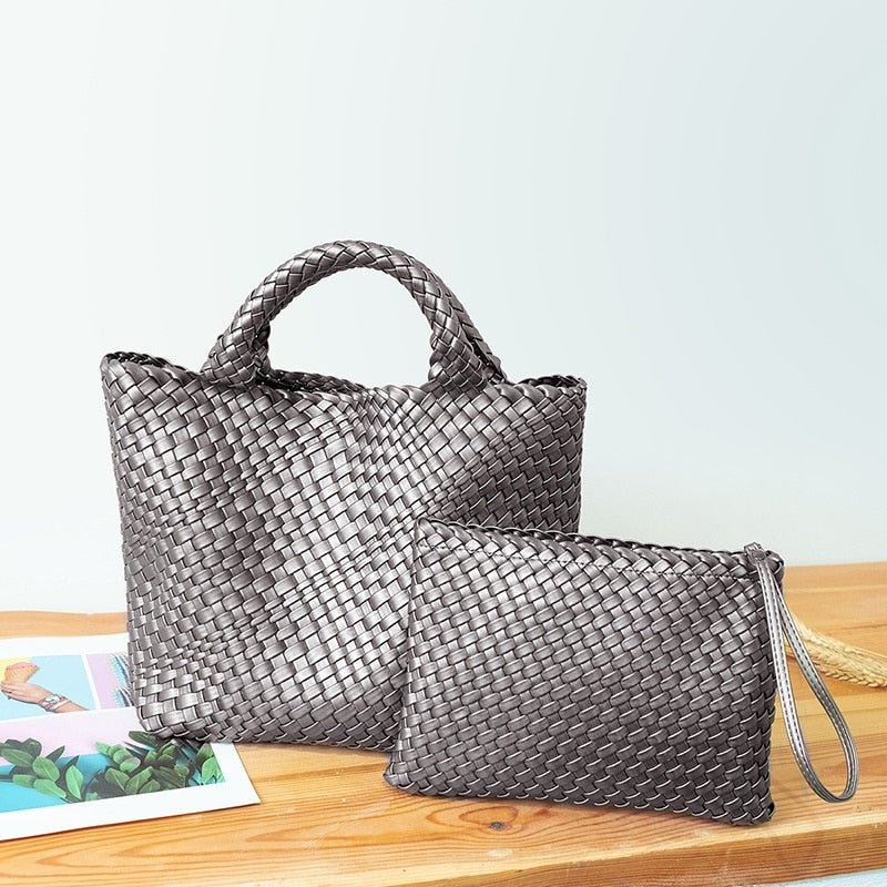 MOTAORA Wonderful Woven Large Capacity Tote with Matching Cosmetic Bag - My She Shop