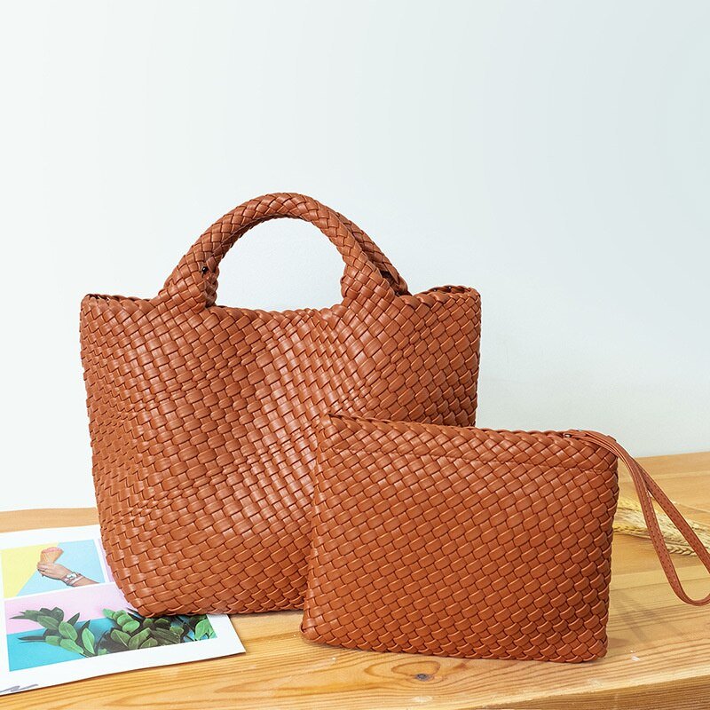 MOTAORA Wonderful Woven Large Capacity Tote with Matching Cosmetic Bag - My She Shop