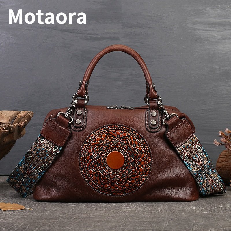 MOTOARA Retro Handmade Leather Handbag Shoulder Bag - My She Shop