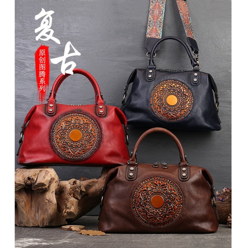 MOTOARA Retro Handmade Leather Handbag Shoulder Bag - My She Shop