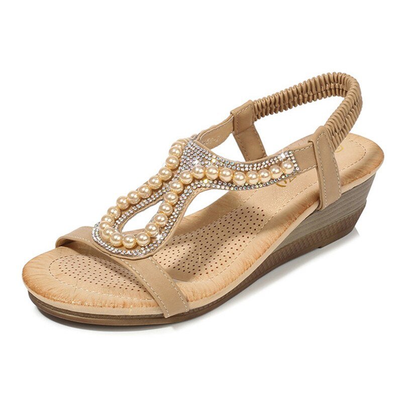 MVVJKE Beaded Elastic Heel Sandal Shoes - My She Shop