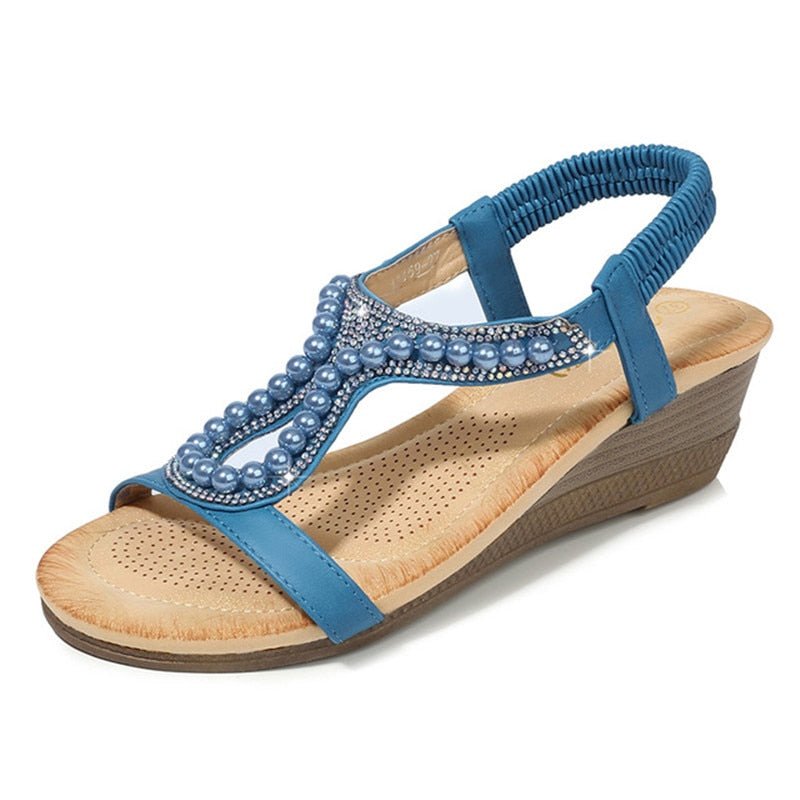 MVVJKE Beaded Elastic Heel Sandal Shoes - My She Shop