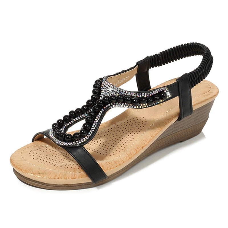 MVVJKE Beaded Elastic Heel Sandal Shoes - My She Shop