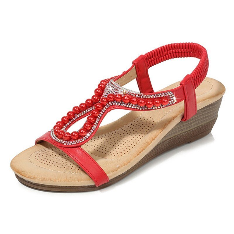 MVVJKE Beaded Elastic Heel Sandal Shoes - My She Shop