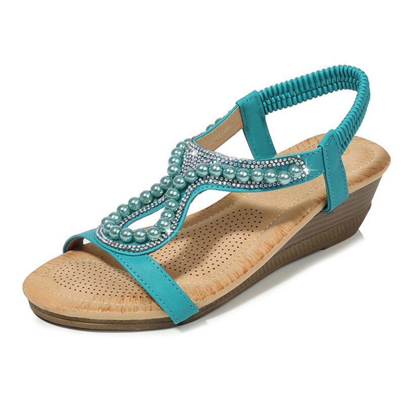 MVVJKE Beaded Elastic Heel Sandal Shoes - My She Shop