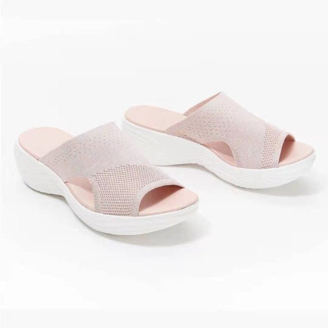 NAUSK Slip On with Cotton Stretch Fabric Sandals - My She Shop