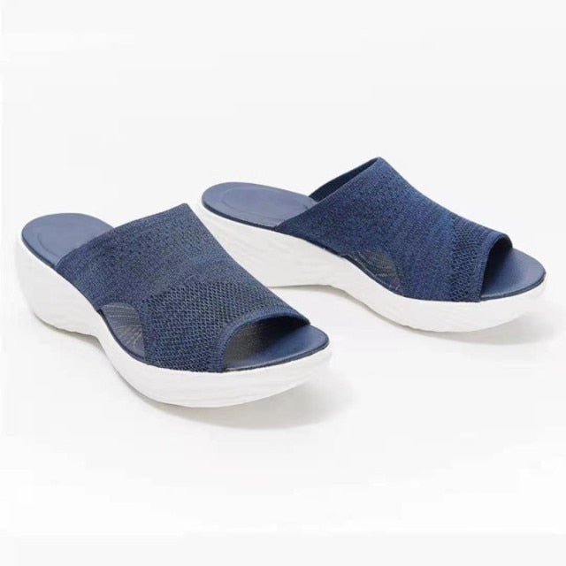 NAUSK Slip On with Cotton Stretch Fabric Sandals - My She Shop