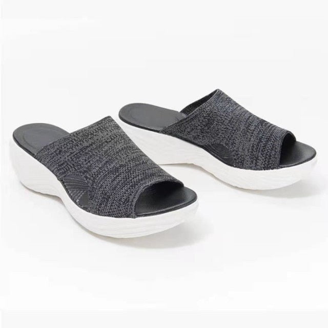 NAUSK Slip On with Cotton Stretch Fabric Sandals - My She Shop