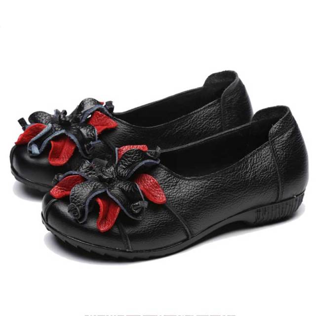 NKADQD Nifty Leather Round Toe Ballet Flat Shoes - My She Shop