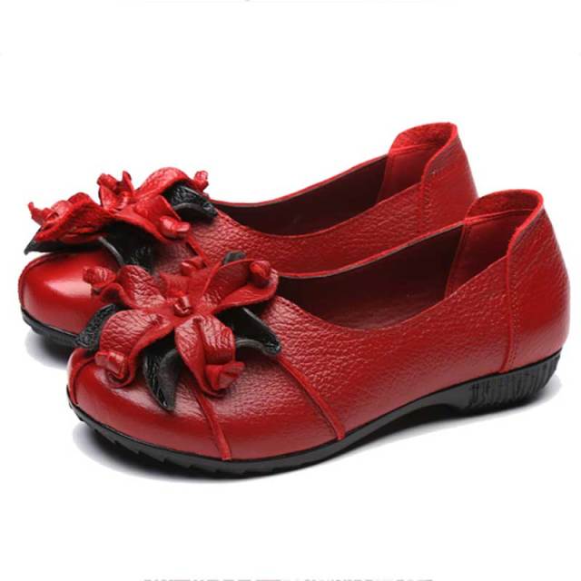 NKADQD Nifty Leather Round Toe Ballet Flat Shoes - My She Shop