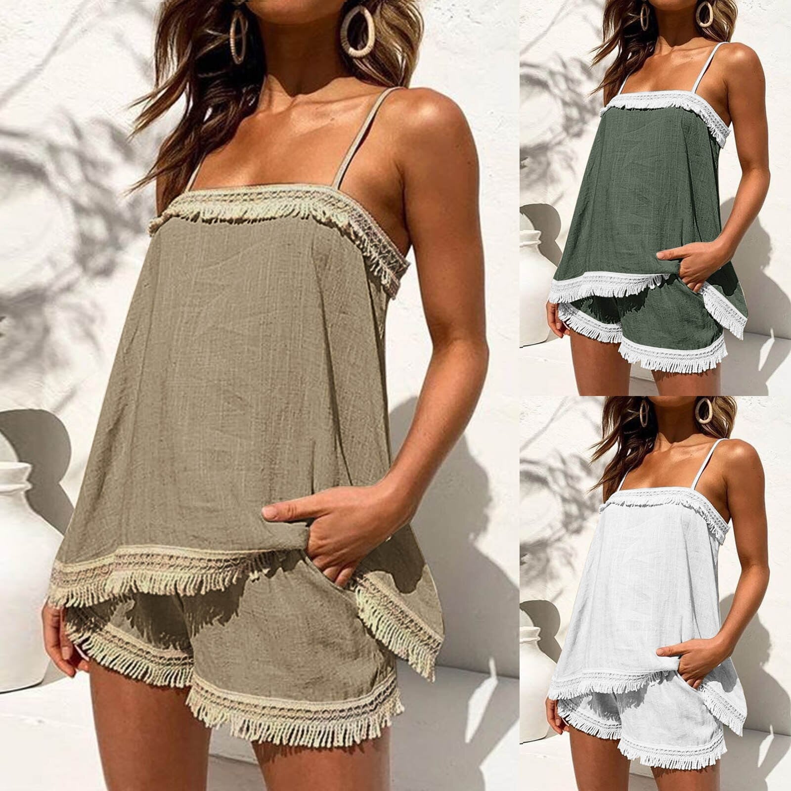 OFFENIENG Soft Cotton Bamboo Poly Blend Sleeveless Top & Shorts - My She Shop