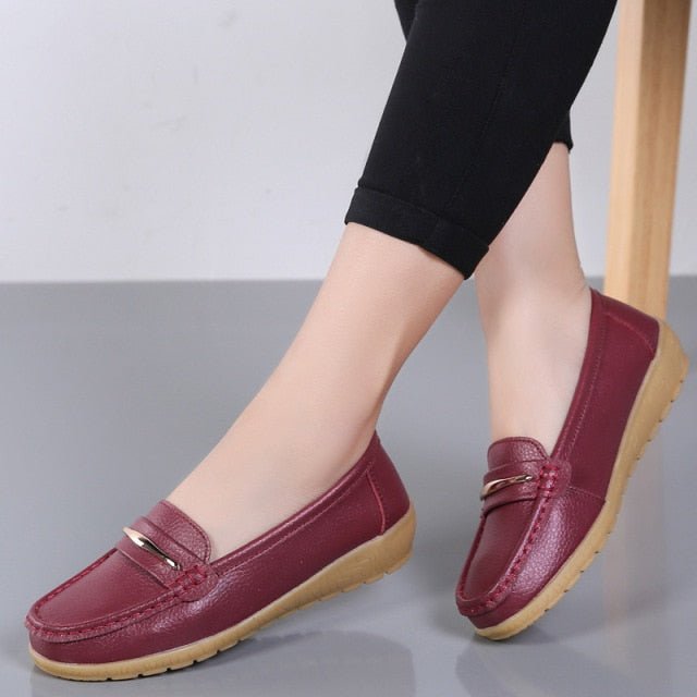 OLOME Lovely Leather Loafer Shoes - My She Shop