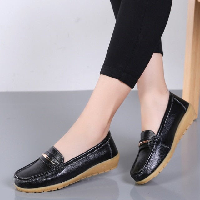 OLOME Lovely Leather Loafer Shoes - My She Shop