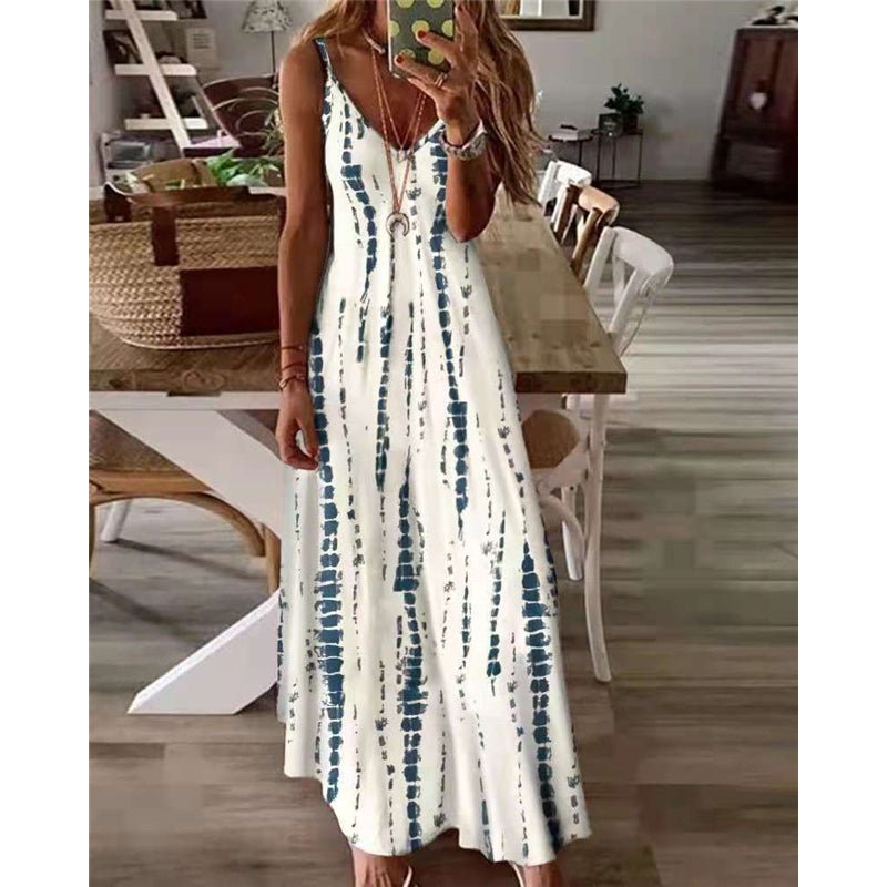 OUFISUN Tie Dye Spaghetti Strap Befree Maxi Beach Cruise Plus Size Dress - My She Shop