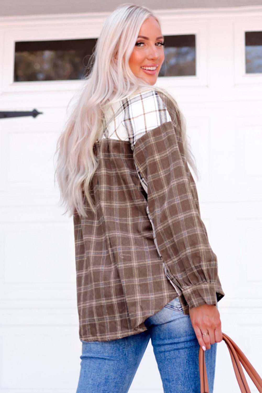 Plaid Contrast Button Up Shirt Jacket - My She Shop