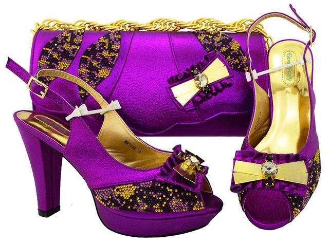 High Quality African Style Ladies Shoes And Handbags Set Latest Italian Shoes And Bag Set For Party  Super high heel MM1048 - My She Shop