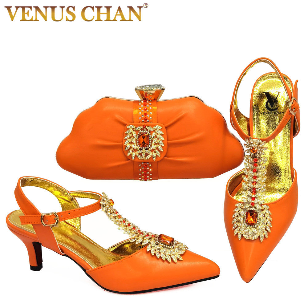 High Quality Orange Color African Designer Shoes And Bag Set To Match Italian design Party Shoes With Matching Bags Set - My She Shop